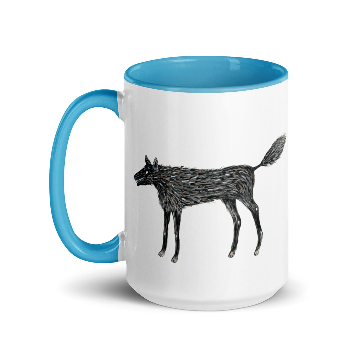 Wolf Of My Dreams design by Kirsten Blackburn on 15oz glossy mug with colored interior