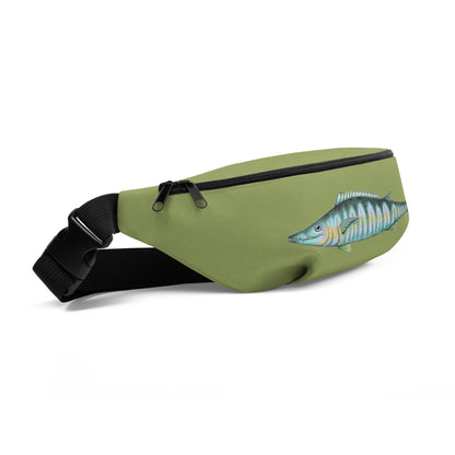 Wahoo ocean design by Kirsten Blackburn on green fanny pack waist bag