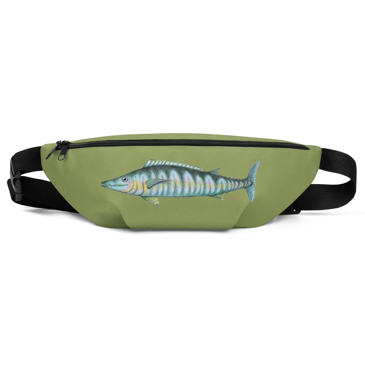 Wahoo ocean design by Kirsten Blackburn on green fanny pack waist bag