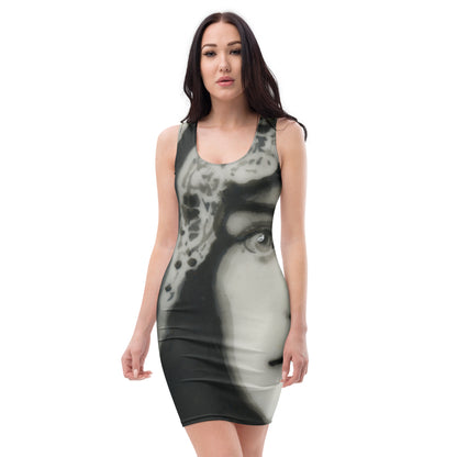 Second Sight design by Kirsten Blackburn on fitted bodycon dress