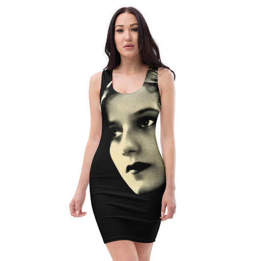 Lipstick Noir design by Kirsten Blackburn on bodycon dress