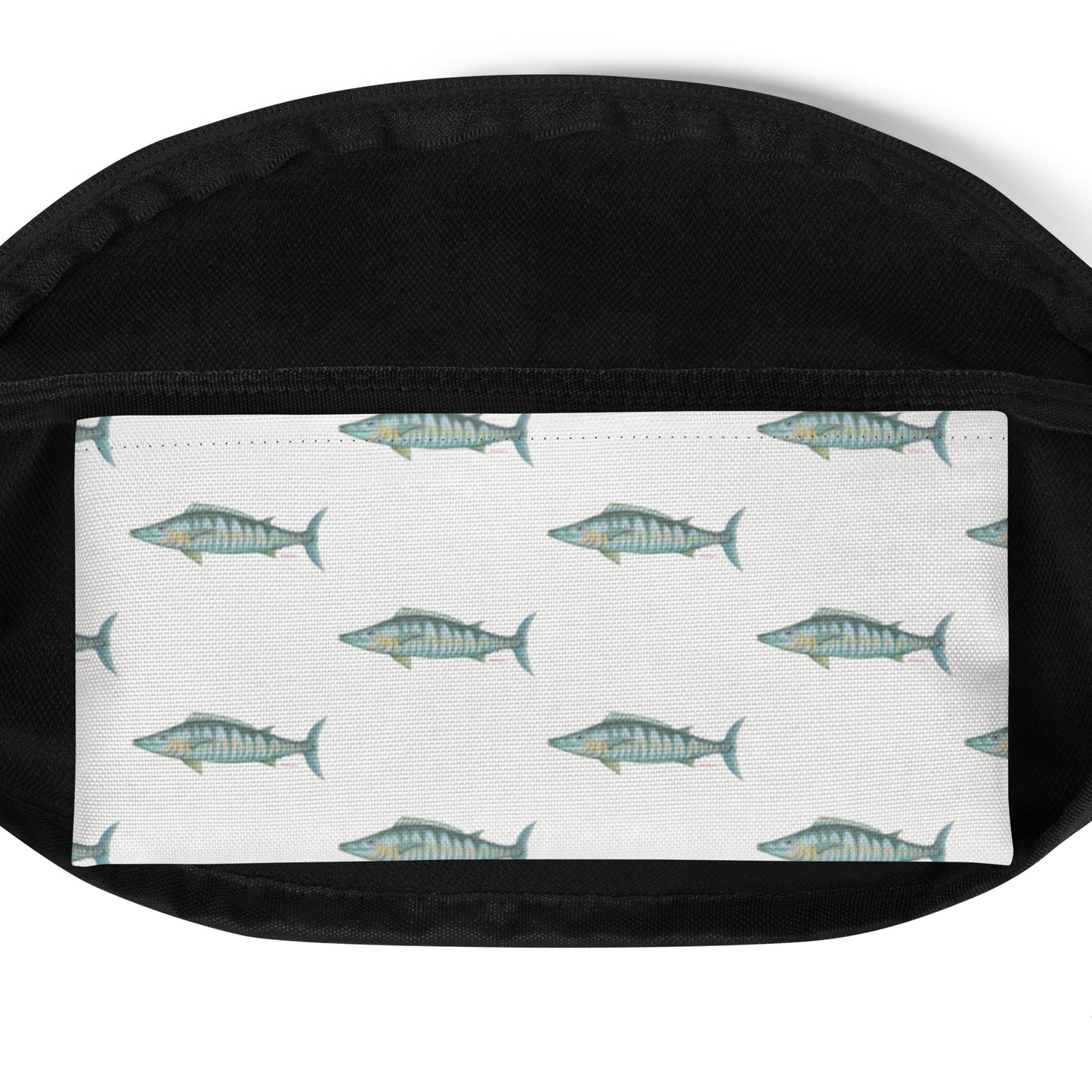 Wahoo ocean design by Kirsten Blackburn on green fanny pack waist bag