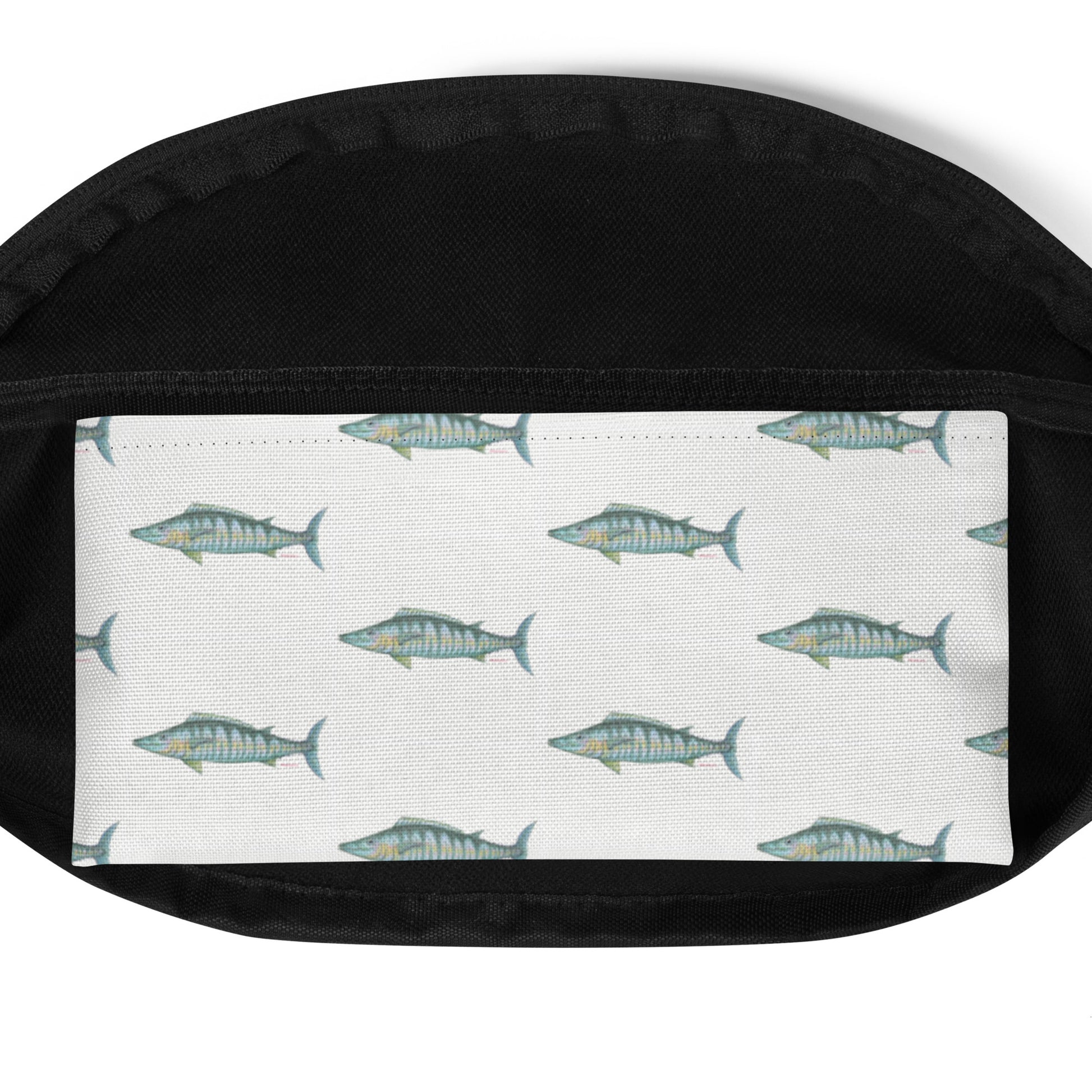 Wahoo ocean design by Kirsten Blackburn on green fanny pack waist bag