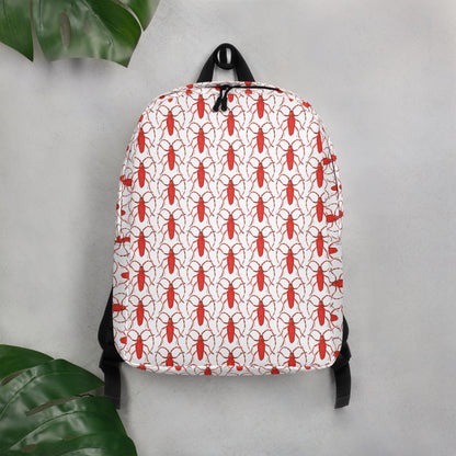 Red beetle design by Kirsten Blackburn on minimalist backpack