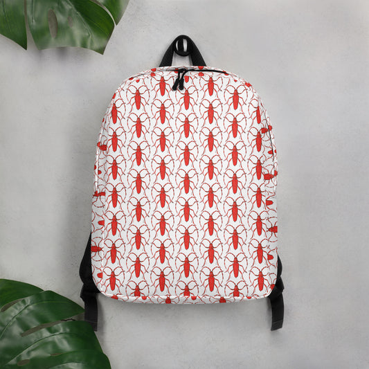 Red beetle design by Kirsten Blackburn on minimalist backpack
