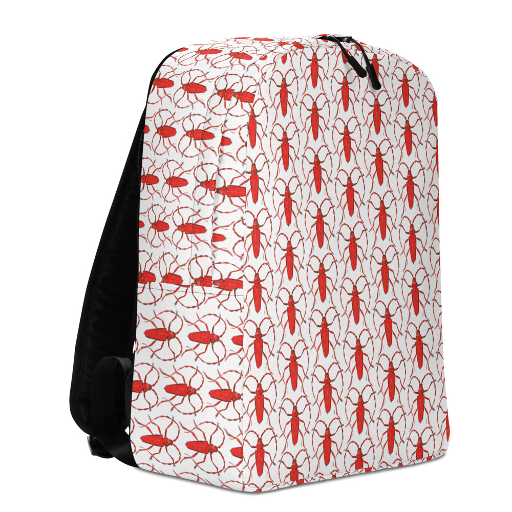 Red beetle design by Kirsten Blackburn on minimalist backpack