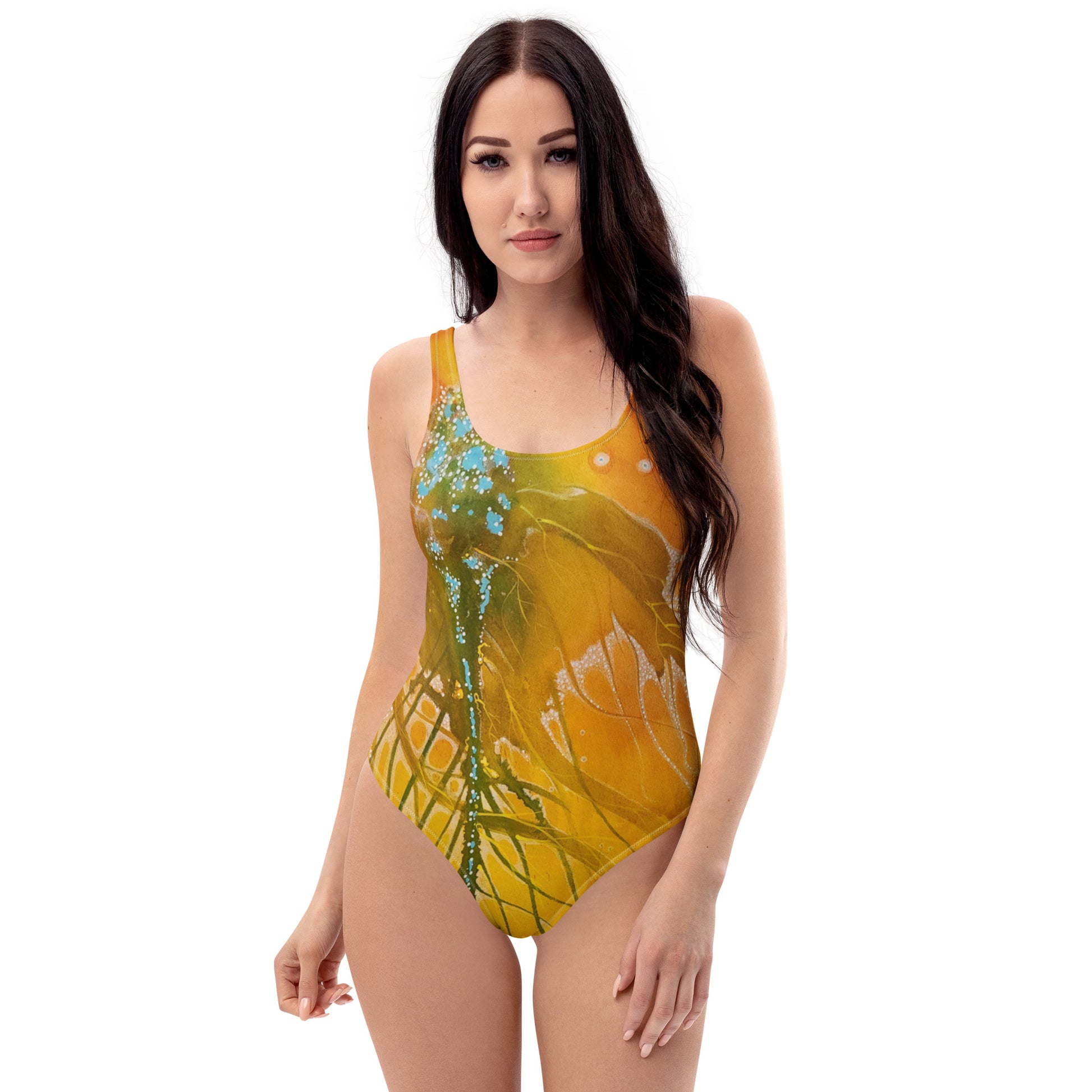 Ocean Bloom design by Kirsten Blackburn on stylish swimsuit