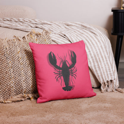 Black Lobster On Pink design by Kirsten Blackburn on 18x18 premium pillow