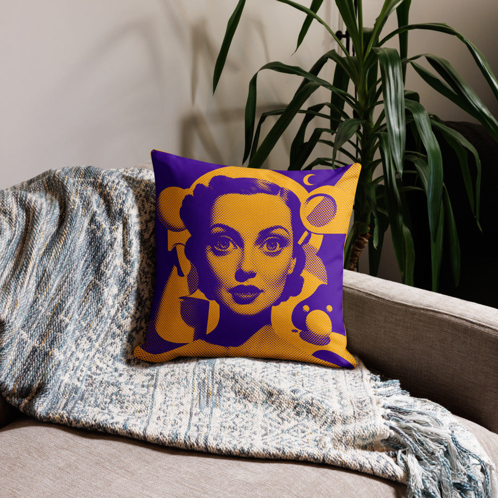 Cora Orange design by Kirsten Blackburn on premium pillow 18x18