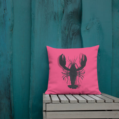 Black Lobster On Pink design by Kirsten Blackburn on 18x18 premium pillow