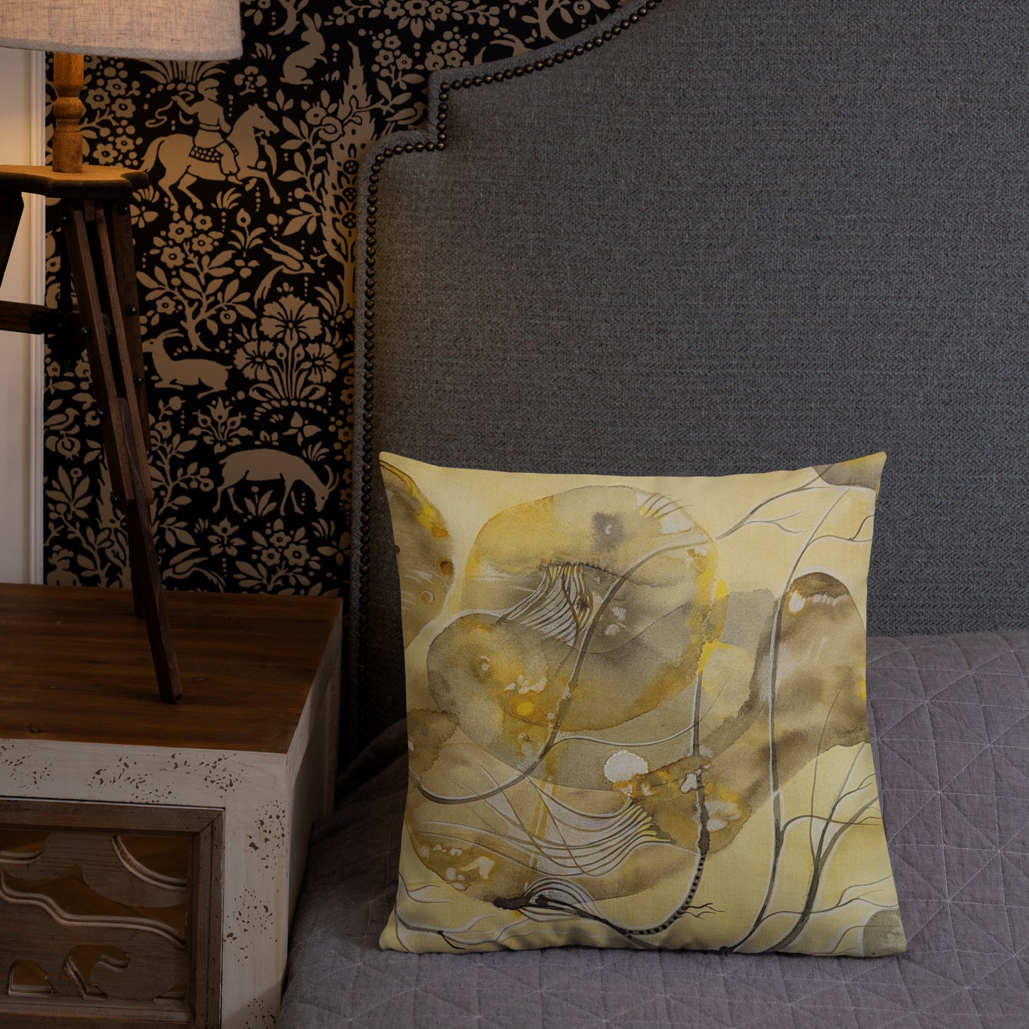 Above Below design by Kirsten Blackburn on 18x18 inch premium decorative pillow