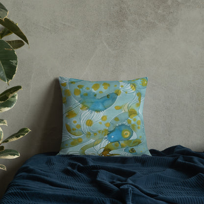 Bluewater design by Kirsten Blackburn on 18x18 inch premium decorative pillow