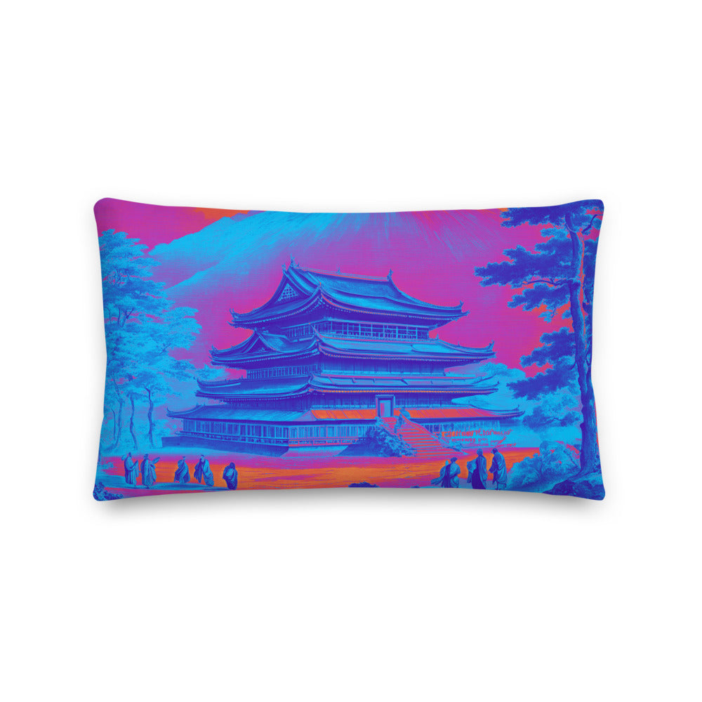 Temple UFO Psychedelic design by Kirsten Blackburn on premium pillow 12x20