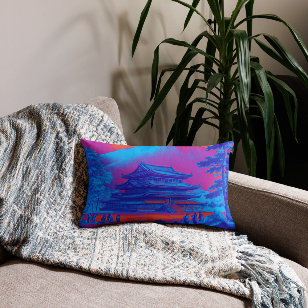 Temple UFO Psychedelic design by Kirsten Blackburn on premium pillow 12x20