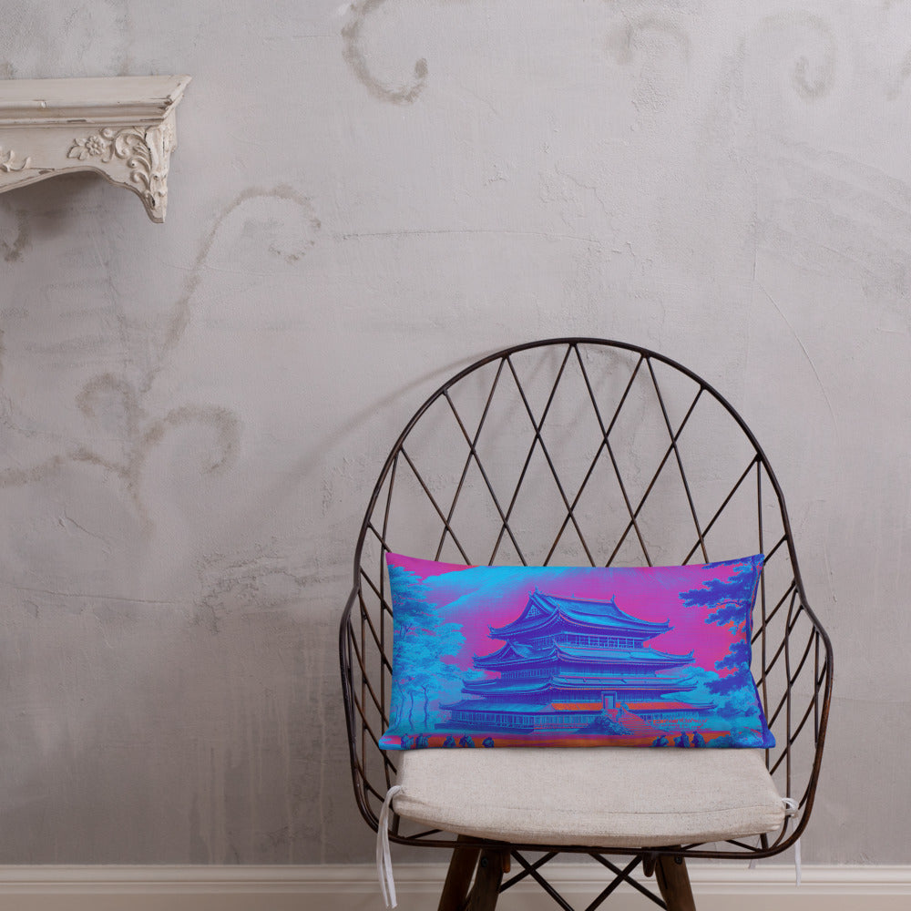 Temple UFO Psychedelic design by Kirsten Blackburn on premium pillow 12x20