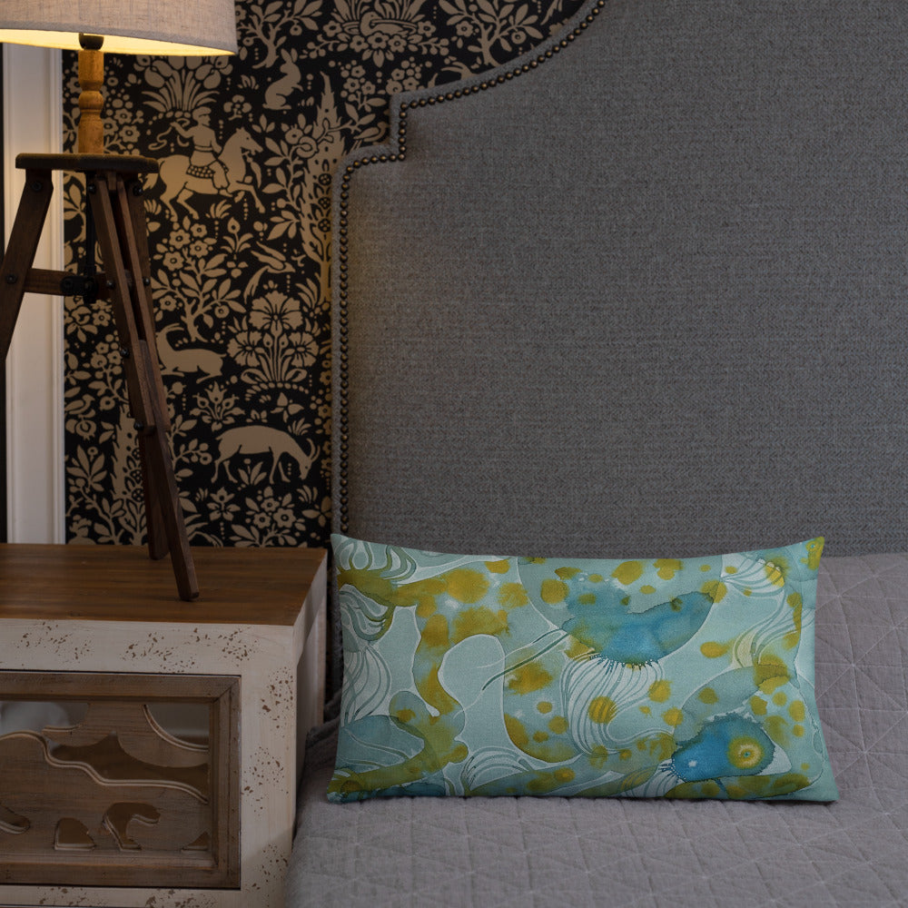 Bluewater design by Kirsten Blackburn on 20x12 inch premium decorative pillow