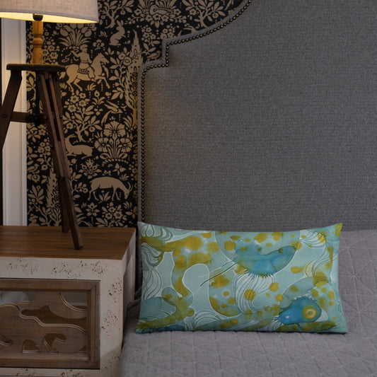 Bluewater design by Kirsten Blackburn on 20x12 inch premium decorative pillow