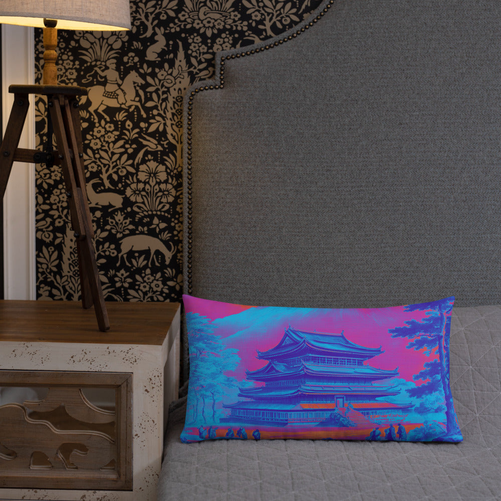 Temple UFO Psychedelic design by Kirsten Blackburn on premium pillow 12x20