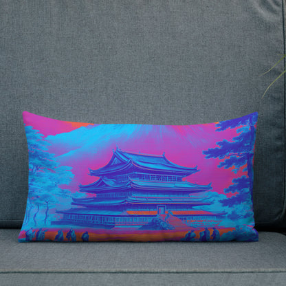 Temple UFO Psychedelic design by Kirsten Blackburn on premium pillow 12x20