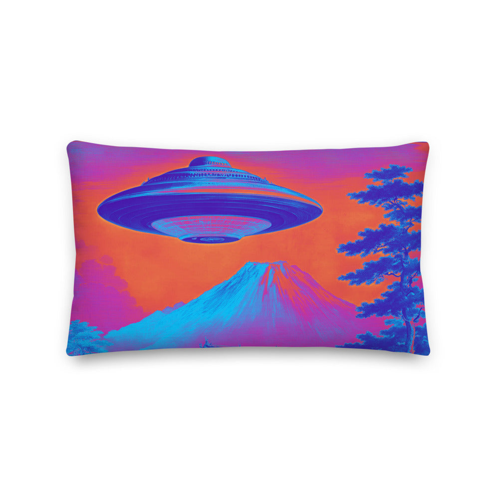 Temple UFO Psychedelic design by Kirsten Blackburn on premium pillow 12x20