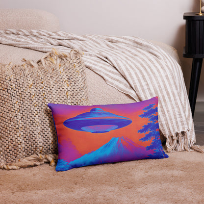 Temple UFO Psychedelic design by Kirsten Blackburn on premium pillow 12x20