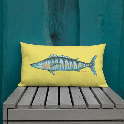 Wahoo fish design by Kirsten Blackburn on 20x12 inch premium decorative pillow