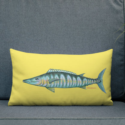 Wahoo fish design by Kirsten Blackburn on 20x12 inch premium decorative pillow