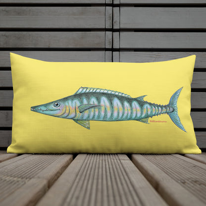 Wahoo fish design by Kirsten Blackburn on 20x12 inch premium decorative pillow