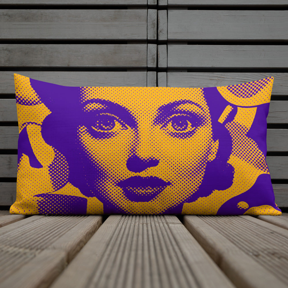 Cora Orange design by Kirsten Blackburn on premium pillow 20x12