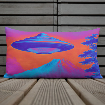 Temple UFO Psychedelic design by Kirsten Blackburn on premium pillow 12x20