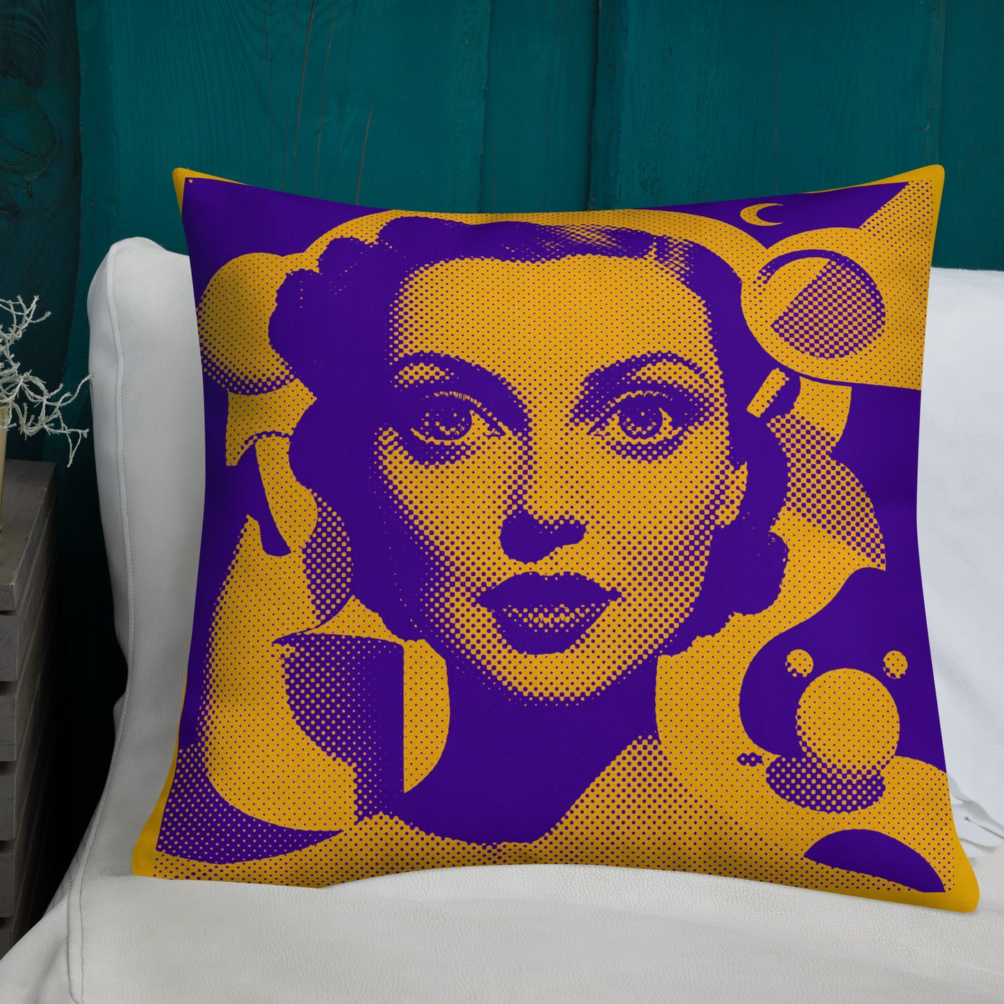 Cora Orange design by Kirsten Blackburn on premium pillow 22x22