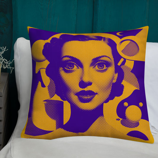 Cora Orange design by Kirsten Blackburn on premium pillow 22x22