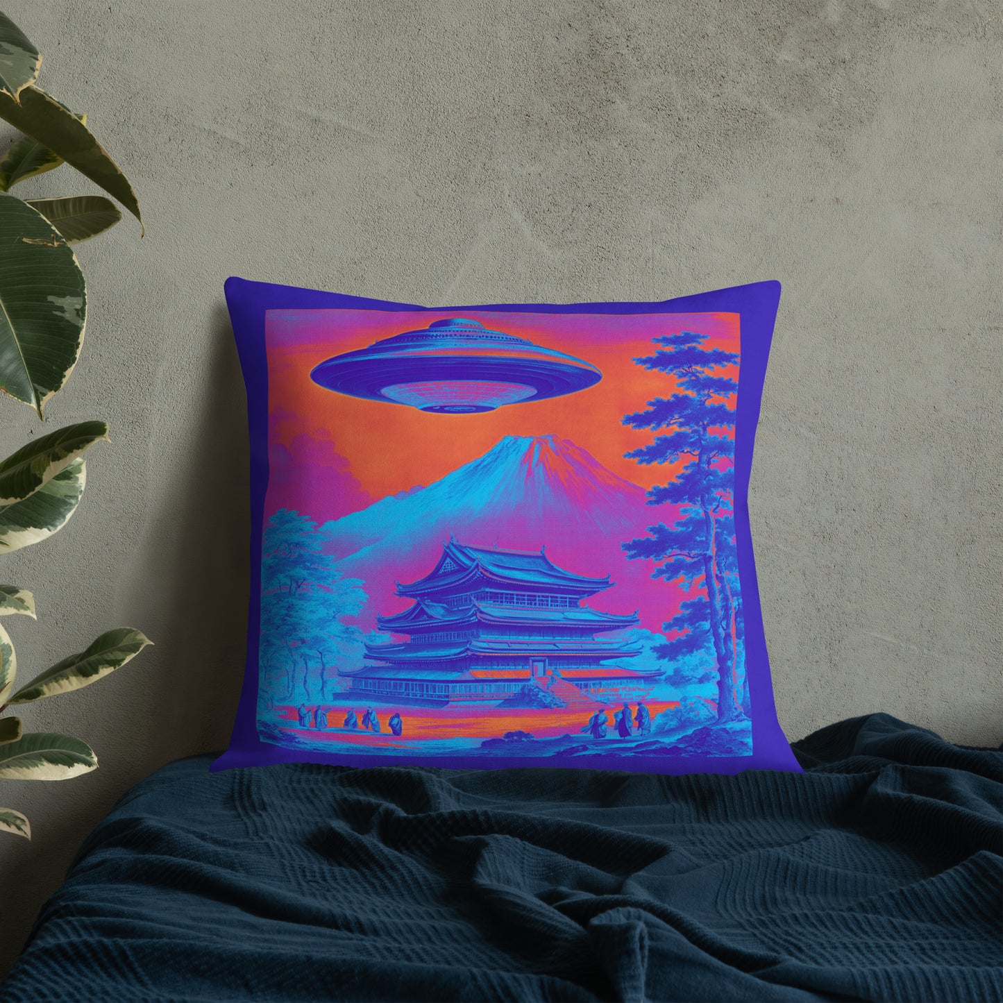 Temple UFO Psychedelic design by Kirsten Blackburn on premium pillow 22x22