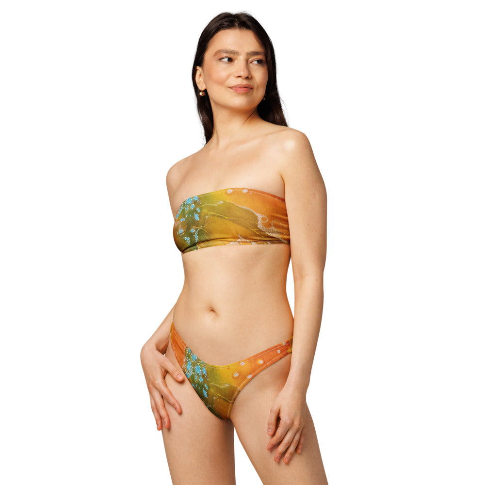 Ocean Bloom design by Kirsten Blackburn on recycled eco-friendly bandeau bikini set