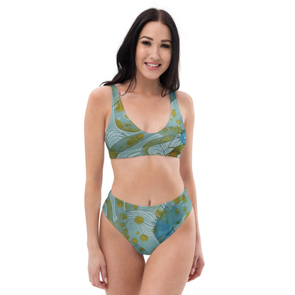 Blue Water design by Kirsten Blackburn on recycled eco-friendly bikini set