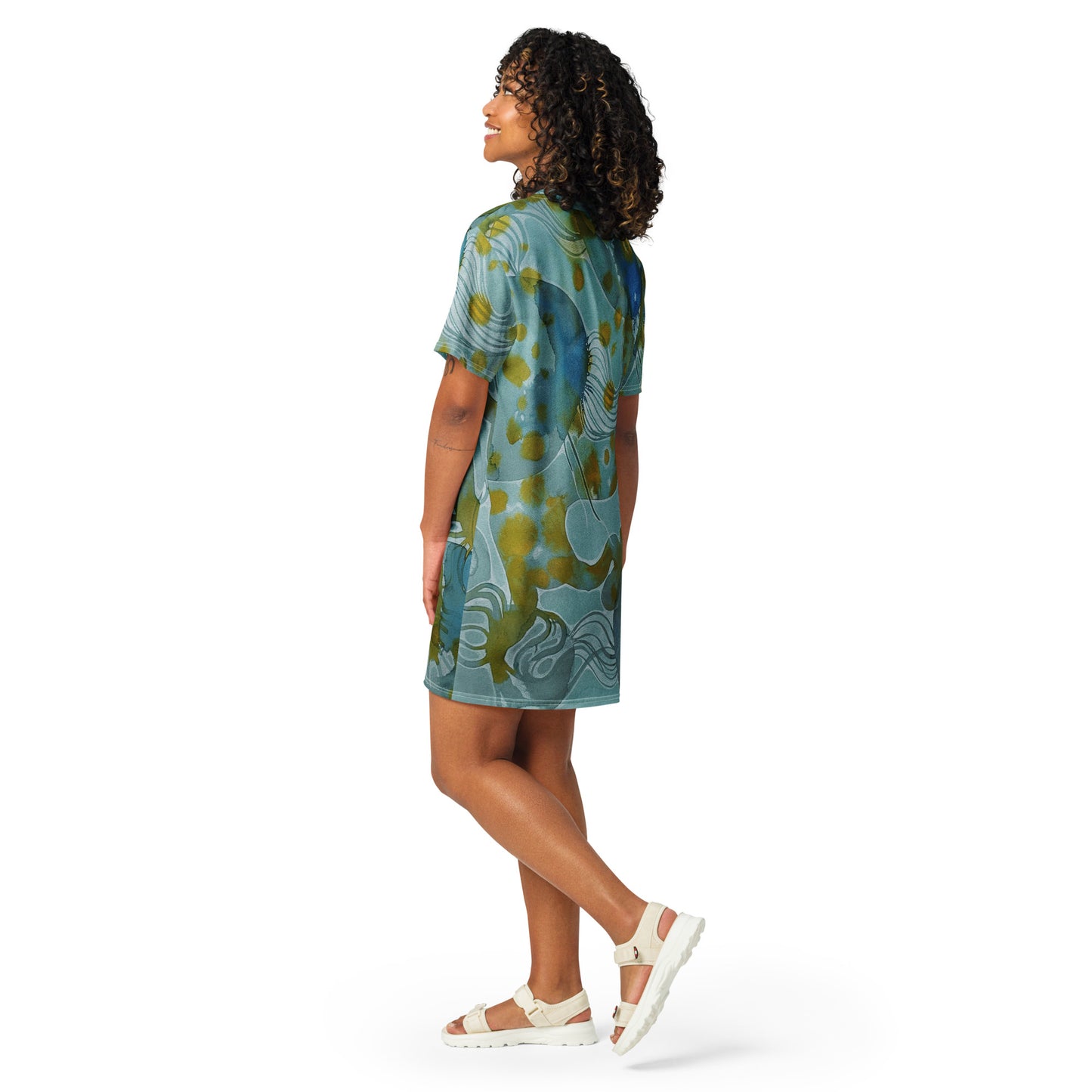 Blue Water design by Kirsten Blackburn on casual t-shirt dress