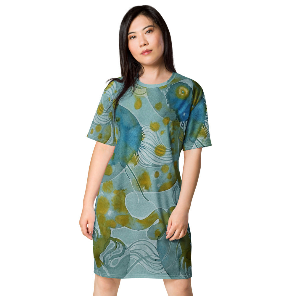 Blue Water design by Kirsten Blackburn on casual t-shirt dress