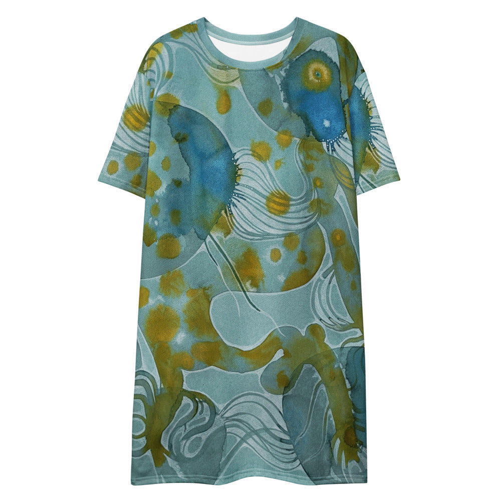 Blue Water design by Kirsten Blackburn on casual t-shirt dress