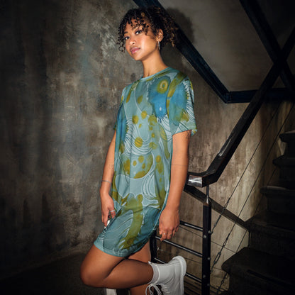 Blue Water design by Kirsten Blackburn on casual t-shirt dress