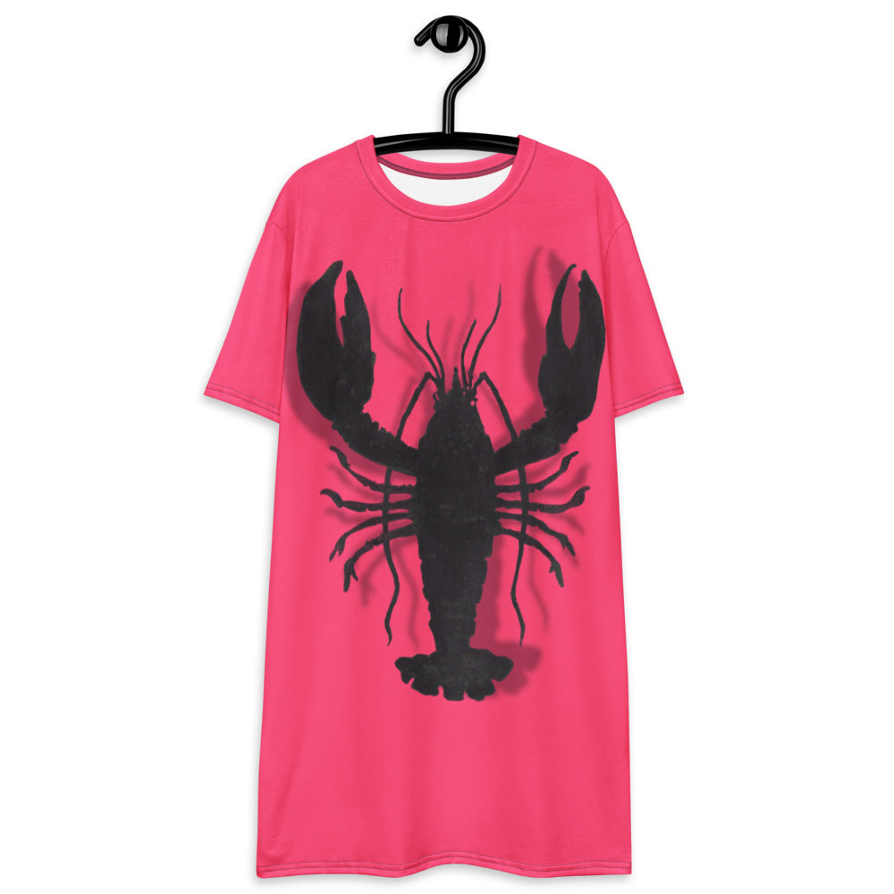 Black Lobster Pink design by Kirsten Blackburn on casual t-shirt dress