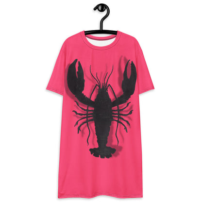 Black Lobster Pink design by Kirsten Blackburn on casual t-shirt dress