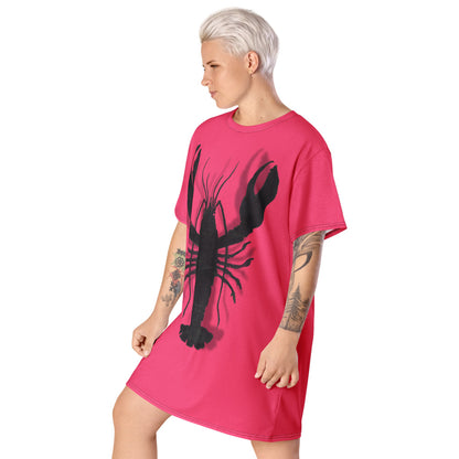 Black Lobster Pink design by Kirsten Blackburn on casual t-shirt dress