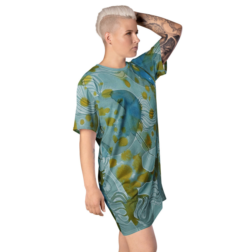 Blue Water design by Kirsten Blackburn on casual t-shirt dress