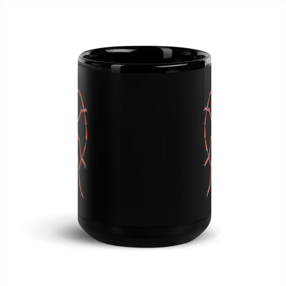 Red beetle design by Kirsten Blackburn on 15oz black glossy mug