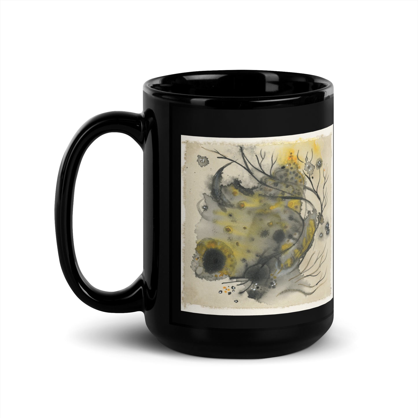 Sea Creature design by Kirsten Blackburn on 15oz black glossy mug