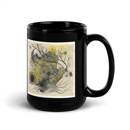 Sea Creature design by Kirsten Blackburn on 15oz black glossy mug