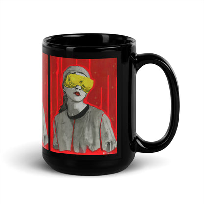 Goggle Girl design by Kirsten Blackburn on 15oz black glossy mug