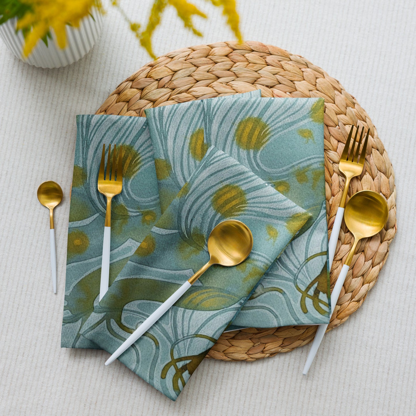 Bluewater design by Kirsten Blackburn on cloth napkin set