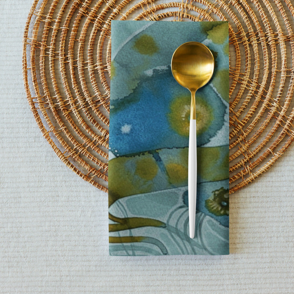 Bluewater design by Kirsten Blackburn on cloth napkin set