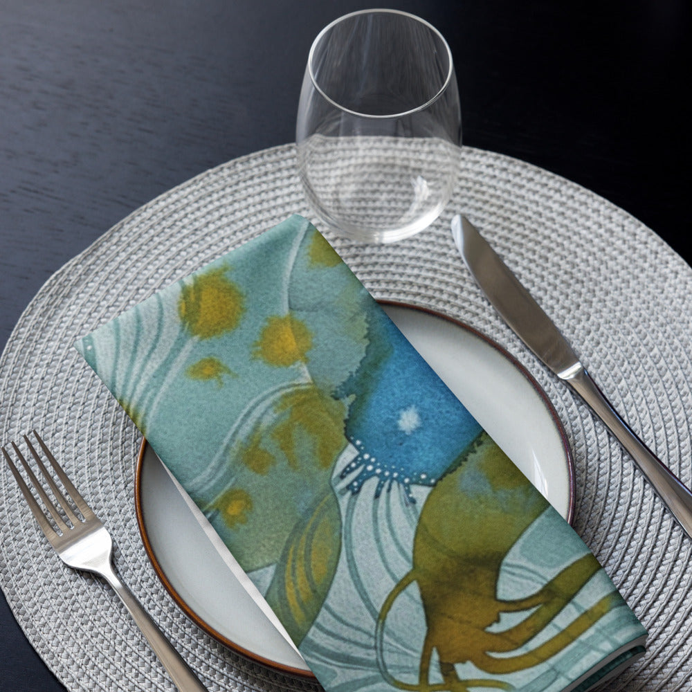 Bluewater design by Kirsten Blackburn on cloth napkin set